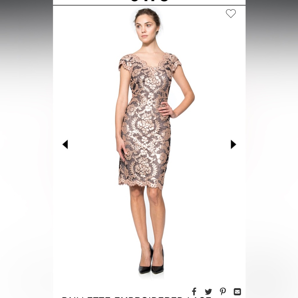 Tadashi Shoji Paillette Embroidered Lace  Dress Size 6
